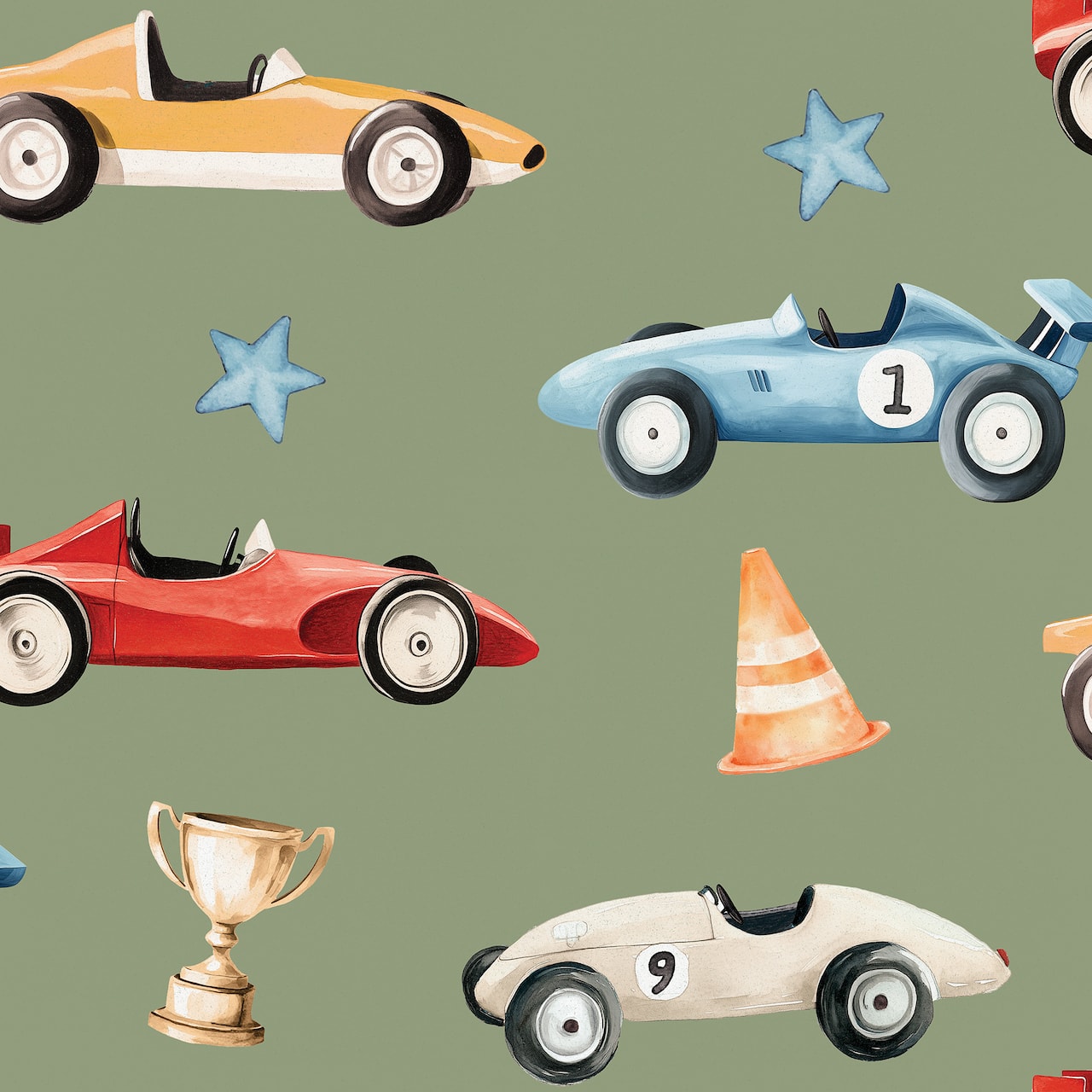 Designs Direct Vintage Race Cars Peel & Stick Wallpaper